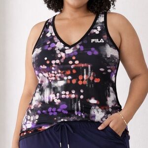 FILA Sport Performance Racerback Tank Top Multicolor Print Size L